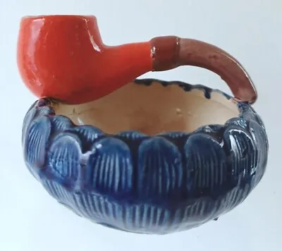 Antique/Vintage Match Holder Striker With A Blue Bowl And A Red Pipe On Top • $24.95