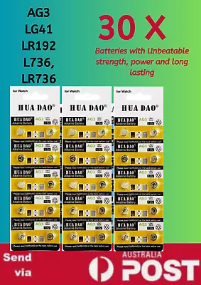 30 X  LR41AG3 LG41 LR192 L736 LR736 35mah Alkaline Smart Watch-New • $7.49