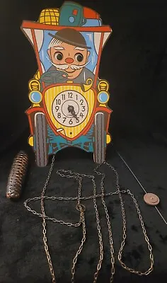 Vintage J Engstler Mechanical Clock Germany Moving Eyes Antique Wall Clock  • $89