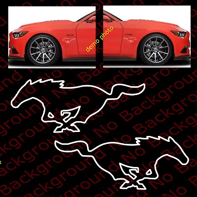 ONE PAIRx OUTLINE Only PONY MUSTANG Running Horse Decal Car Window Die Cut FD005 • $4.75