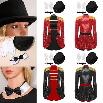 Womens Circus Cosplay Bodysuit Magician Ringmaster Costume Gloves Performance • $13.15