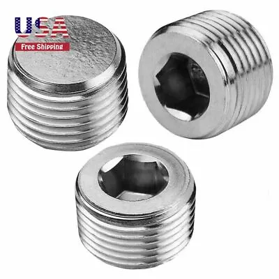 1/2  Npt Male Thread Internal Hex Countersunk Pipe Plug Fitting SS304 Pack Of 3 • $17.29