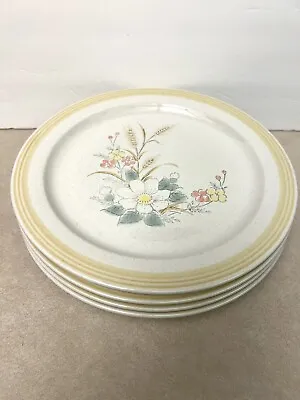 Set Of 4  Japan Vista Stoneware 10.75” Floral Dinner Plates  Mt. Clemens Pottery • $28
