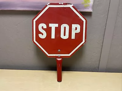 Vintage Stop  Sign School Crossing Guard Traffic   Old Metal Hand Held • $49.95