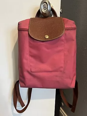 Longchamp Le Pliage Original Nylon Backpack Black W/Gold Hardware Pink • $12