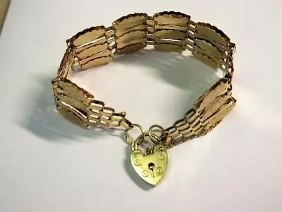 Vintage HALLMARKED 9ct GOLD GATE BRACELET With PADLOCK CLASP - 13.3g! • $822.74