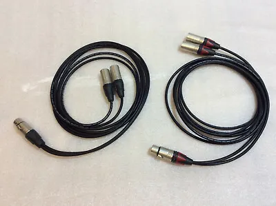 Pair XLR Y Splitter Cables HiFi Bi Amp Van Damme Silver OFC Starquad V. Lengths • £53