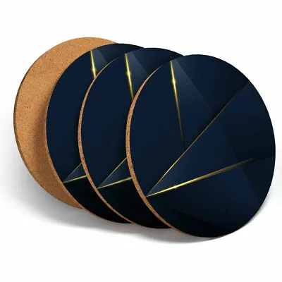£7.99 • Buy 4Set - Luxury Blue Gold Pattern Art Coasters - Kitchen Drinks Coaster Gift #3022