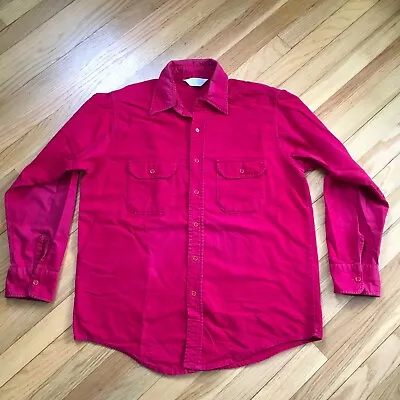 VTG 80s Arctic USA Flannel Shirt Red L Chamois Flannel Camp • $29.99