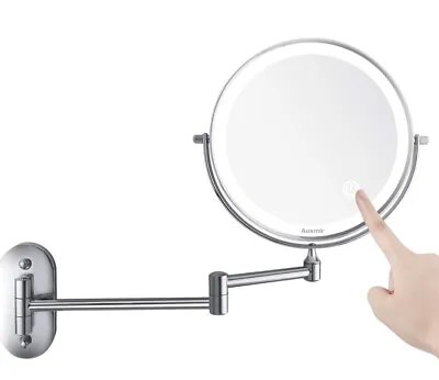 Auxmir® 8'' Wall Mounted Bathroom Mirror With LED Light 1X 10X Magnifying Mirror • £17.99