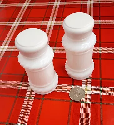 $14.99 • Buy Set Of 2 Vintage Milk Glass Spice Jars Shakers EXCELLENT CAPS NO CRACKS
