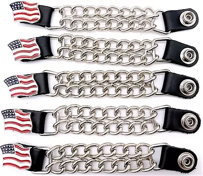 5 American Flag Double Chain Motorcycle Biker Military Vest Extenders Usa Made • $29.99