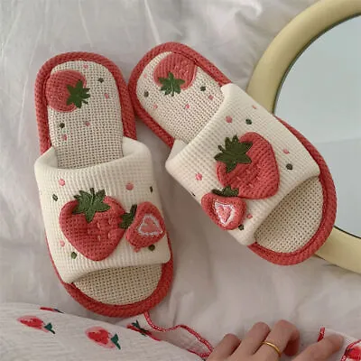 Strawberry Plush Slippers Female Flip Flops Slippers Home Warm Furry Slippers • $24.18