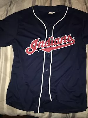 CLEVELAND INDIANS OMAR VIZQUEL Jersey Men’s XL Blue Dual Sided MATCH UP VINTAGE • $34.99