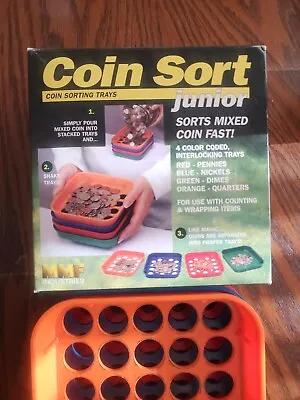 Vintage Coin Sort Junior Speed Coin Sorting Trays Set. MMF. Change Counter • $13.99