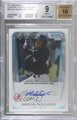 2011 Bowman Chrome Prospects Auto Mason Williams #BCP85 BGS 9 MINT Auto • $17.49