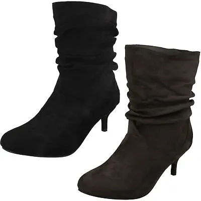 Ladies Spot On Heeled 'Ruffle Boots' • $42.21