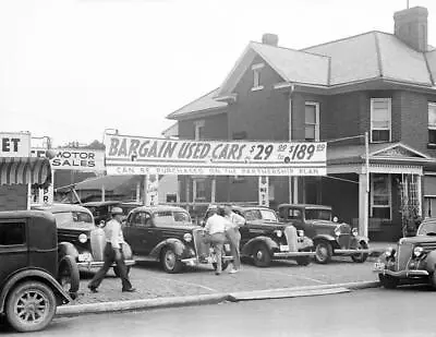 1938 Used Car Lot Lancaster Ohio Old Vintage Photo 8.5  X 11  Reprint • $13