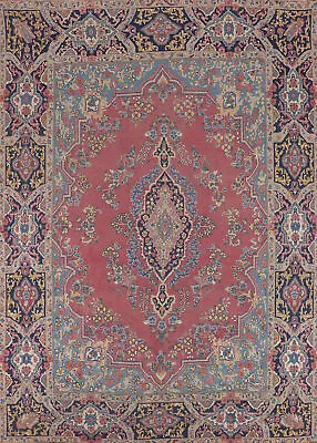 Vintage Handmade Pink Kirman Room Size Rug 10x12 Traditional Floral Wool Carpet • $2665