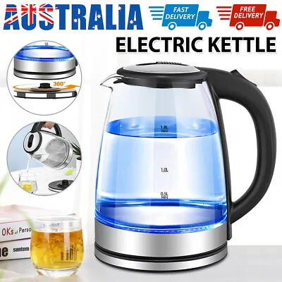 $33.95 • Buy 2L Glass Cordless Electric Kettle Jugs Blue Led Light Automatic 360° Water Jug 
