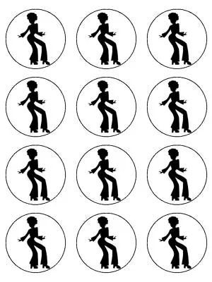 Groovy 70's Dancing Hobby Dance Edible Cupcake Toppers Wafer Or Icing X 12 • £4.14