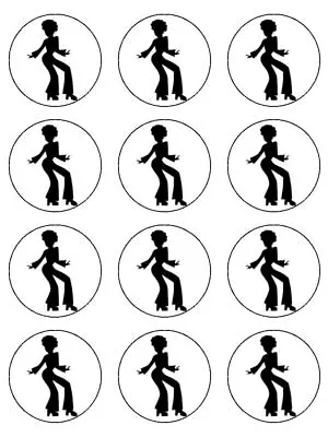 Groovy 70's Dancing Hobby Dance Edible Cupcake Toppers Wafer Or Icing X 12 • £4.14