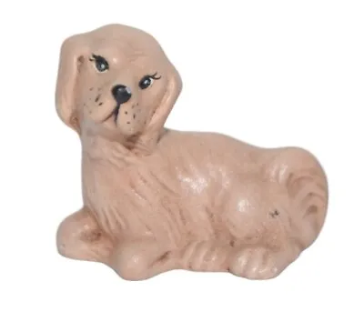 Vintage Ceramic Dog Figurine Hand Painted Tan Brown 1 1/4  Tall • $4.99