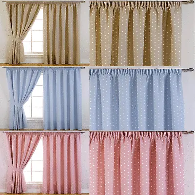 CLEARANCE  Dots Thermal Blackout Pair Of Lined Curtains - Free Postage • £20.49