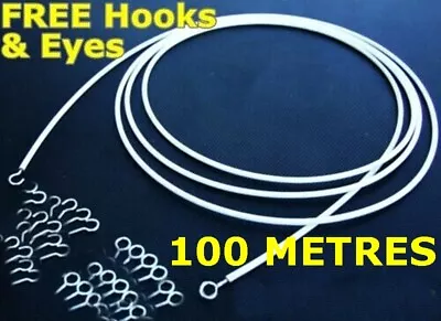 100m STRETCH CURTAIN WIRE CORD + Hooks & Eyes Kit Expanding Spring Cable Caravan • $179.97