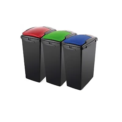 Addis Recycling 40L Set Of 3 Waste Bins Colour Coded BlueRed & Green 518517ebay • £27.99