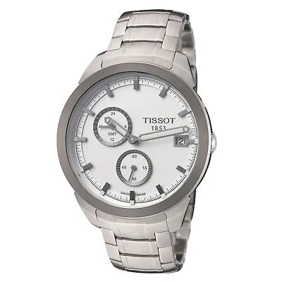 Tissot Men's T0694394403100 Titanium GMT 43mm White Dial Titanium Watch • $163.90