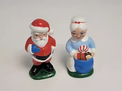 Vintage Mr. And Mrs. Santa Claus 1970's Ceramic Mold Figures 4” W/Christmas Tree • $20