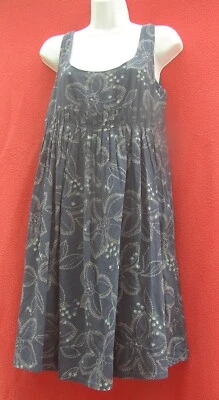 £0.99 • Buy Size 10 KEW Sleeveless Dress Blue-grey Cotton With Subtle Pattern - Fully Lined