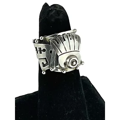 Vintage 925 Sterling Silver Poison RING Aztec Mayan Headdress Taxco Mexico • $100