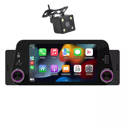 1Din Radio Bluetooth Car Stereo CarPlay Android Auto MP5 Player W/4LED Camera • $79.79