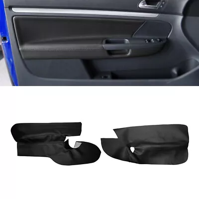 3-DOOR 2xFront Door Armrest Panels Leather Cover For VW Golf MK5 Rabbit Black • $25.99