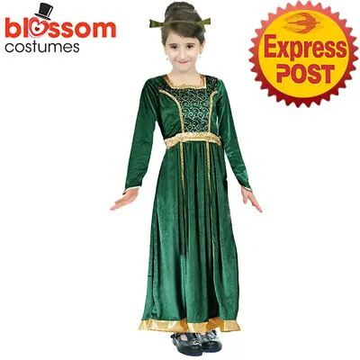 JDP109 Girls Princess Ogre Fiona Green Shrek Dress Up Tudor Medieval Costume • $36.05