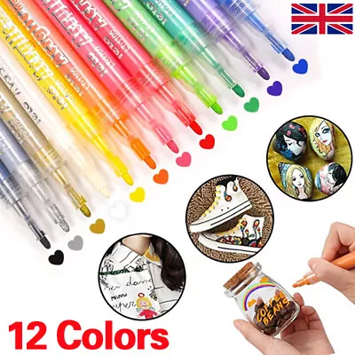 12pcs Paint Marker Pens Permanent For Stone/Wood/Ceramic/Glass Fabric Painting ~ • £6.99