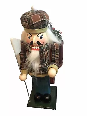 Target 2003 Golfer Nutcracker Plaid Shirt/hat Holding Golf Bag/flag 13.5 Inch • $25