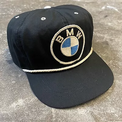 Vintage BMW Patch Hat Cap Snap Back Black 90s Auto Racing Car Adjustable • $49.99