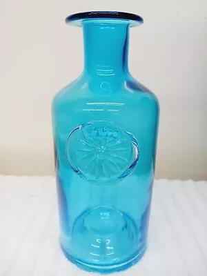 Dartington Daisy Flower Teal Blue Blown Glass Vase Poland • £43.37