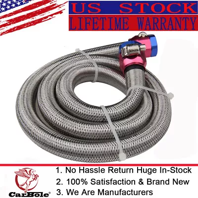 New Super Flexible 3/8 In Stainless Steel Braided Brake Gas/Oil/Fuel Line Hose • $15.99