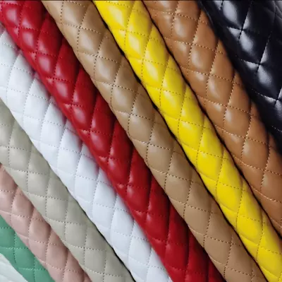 Luxury Quilted PU Leather Car Upholstery Fabric Diamond Argyle Sewing Material • $38.84