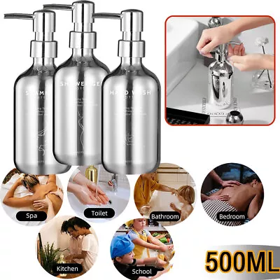 Portable 500ML Hand Pump Bathroom Liquid Soap Normal Dispenser Shampoo Bottle • £7.08