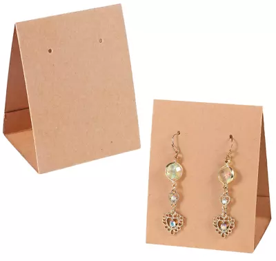 Jewellery Display Card Earring Free Standing Tent Type Kraft Brown 8.5cm X 6.5cm • £5.99