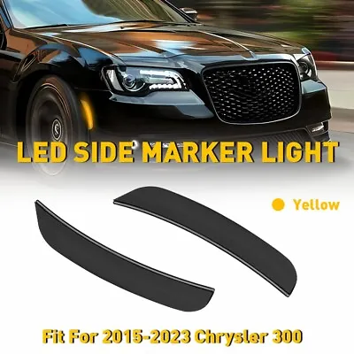 For 2015-2023 Chrysler 300 Smoked Lens LED Front Bumper Side Marker Lights Amber • $19.99
