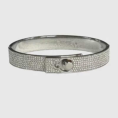 Michael Kors Crystal Pave Bangle Bracelet Silver Color With Crystal Stones • $74.99