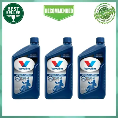 Valvoline 4-Stroke Motorcycle 10W-40 Conventional Motor Oil 1 Quart Pack Of 3 • $24.99
