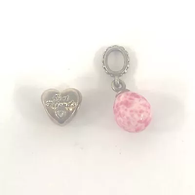 £7.49 • Buy Pandora Charms Best Friends Heart Pink White Drop Silver Accessories 425157