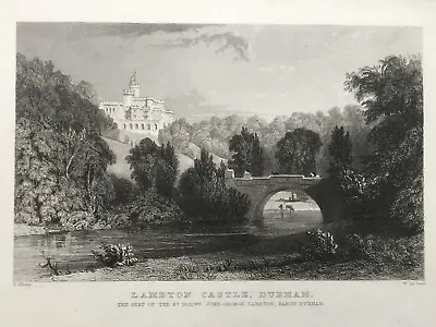 1834 Antique Print; Lambton Castle Durham After Thomas Allom • £6.99